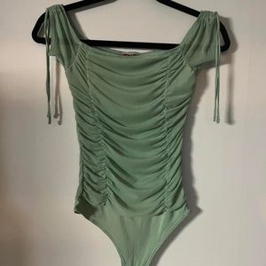 Guess green ruched bodysuit